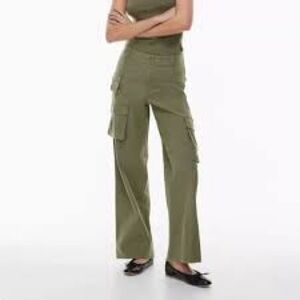 Wilfred Sage Green High Waisted Wide Leg Cargo Pants Size 6